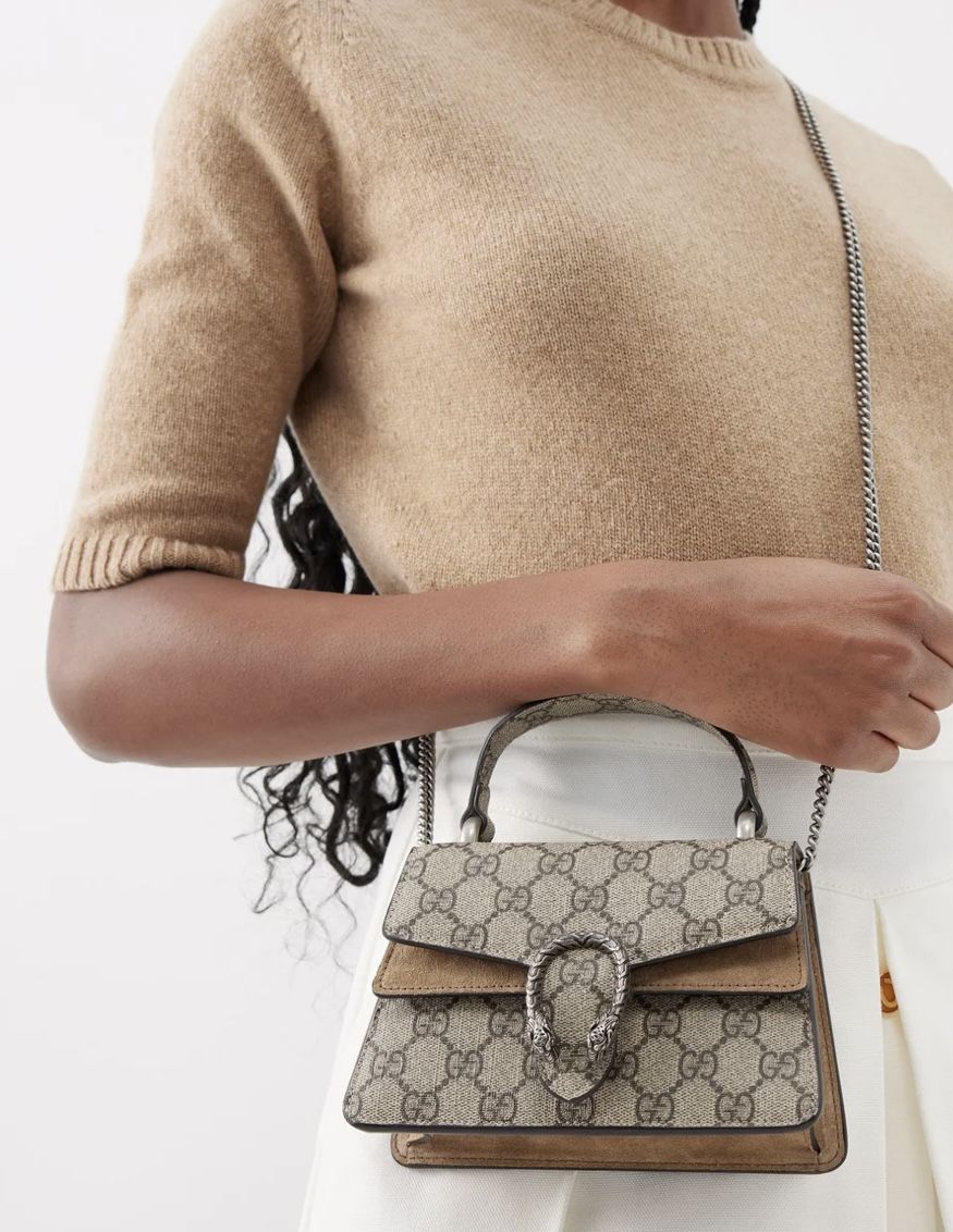 Mini bag styled with a knit top